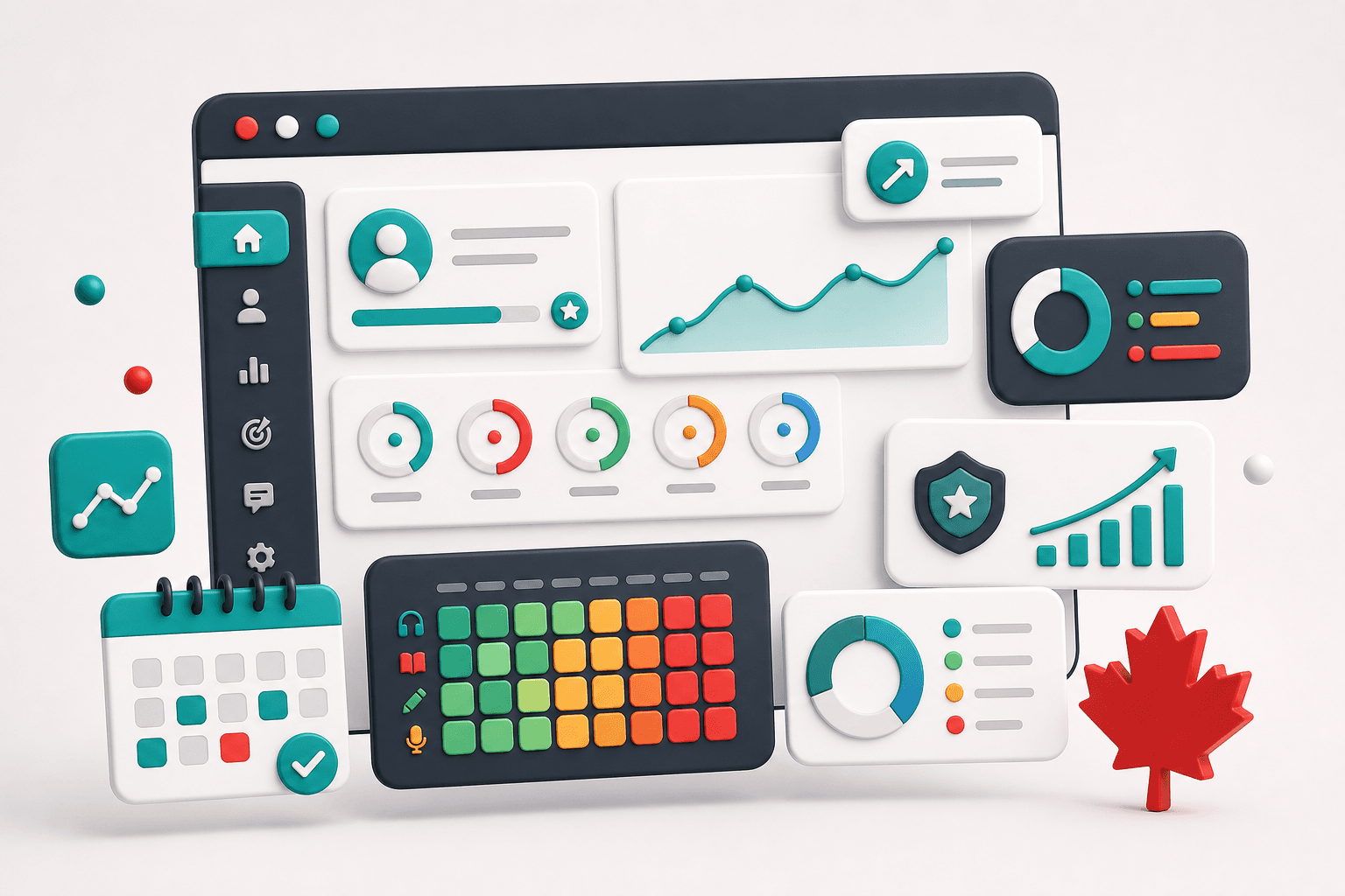 Illustration du tableau de progression avec graphiques et suivi des points faibles