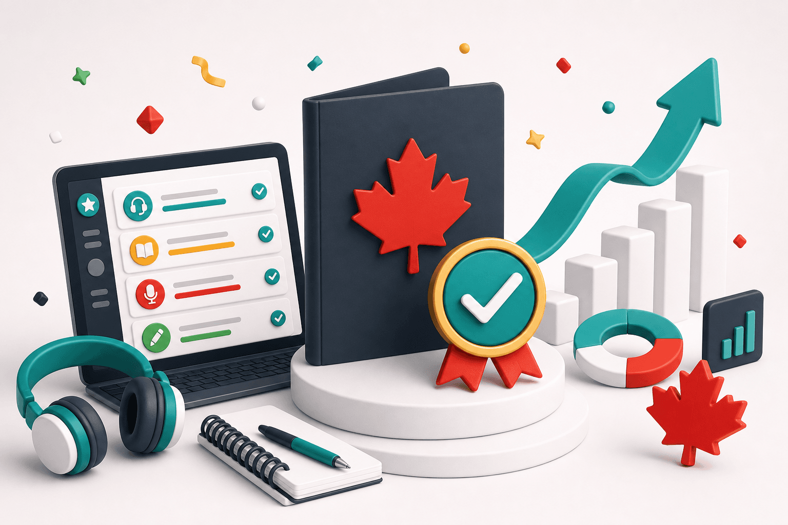 Illustration de réussite TCF Canada avec objets d'étude